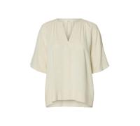 Selected - Top mit V-Ausschnitt aus Leinenmix SLFVIVA beige - Gr. - 38