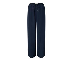 Selected - Weit geschnittene Marlenehose mit hohem Bund und Tunnelzug blau - Gr. - 36