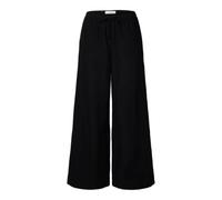 SELECTED WOMEN Damen Slfluisa Mw Wide Linen Blend Pant Noos, Black, 38