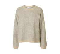 Selected Femme Relaxed Fit Pullover aus Woll-Mix mit Alpaka-Anteil Modell 'FALVA' in Beige, Größe L