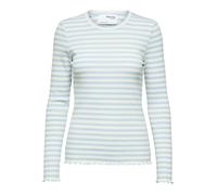 SELECTED WOMEN - SLFANNA LS CREW NECK TEE STR NOOS cashmere blue - Gr. - XS
