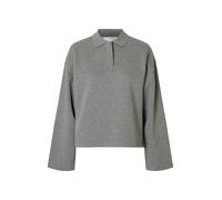 selected women - SLFARI GIA LS POLO SWEAT medium grey melange - Gr. - L