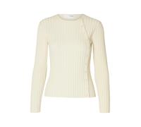 selected women - SLFHELEN LS KNIT BUTTON O-NECK TOP birch - Gr. - XS
