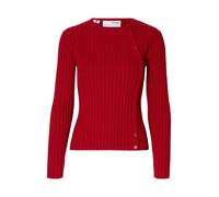 selected women - SLFHELEN LS KNIT BUTTON O-NECK TOP equestrian red - Gr. - S