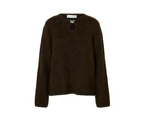 SELECTED WOMEN - SLFLULU BRUSHED LS KNIT KEYHOLE O-NECK - Gr. - M