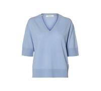 SELECTED WOMEN - SLFTHEA SS KNIT MERINO V-NECK NOOS cashmere blue - Gr. - XL