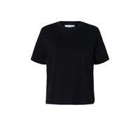 Selected Boxy Fit T-Shirt aus Baumwoll-Viskose-Mix Modell 'ESSENTIAL' in Black, Größe M