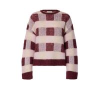 selected women - SLWLULU LOOSE LS CHECK KNIT O-NECK Tawny Port - Gr. - M