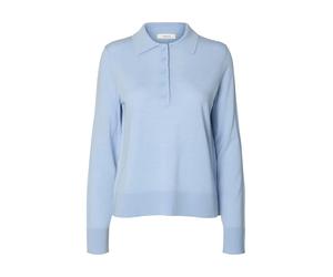selected women - SLWTHEA LS KNIT MERINO COLLAR NECK NOOS Cashmere Blue - Gr. - M