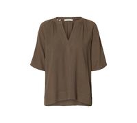 selected women - SLWVIVA 2/4 V-NECK LINEN BLEND TOP NOOS Chocolate Chip - Gr. - 40