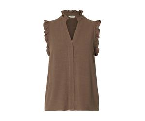 selected women - SLWVIVA SL SUN RUFFLE TOP NOOS Chocolate Chip - Gr. - 38
