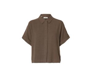 selected women - SLWVIVA SS CROPPED SUN SHIRT NOOS Chocolate Chip - Gr. - 40