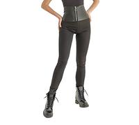 Selente #Fashionista Damen Leggings/Stretch Hose in trendigem Design, Schwarz Leder-Gürtel, Größe L