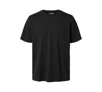 Selected Homme T-Shirt SLHASPEN SLUB – Rundhals Kurzarm 100% Baumwolle Schwarz S