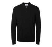 SELETED HOMME Herren SLHBERG LS Half Zip Polo NOOS Poloshirt, Black, Medium