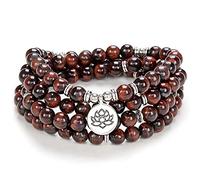 Self-Discovery Mala Lotus Seed Charm Mala Beads 108 Armband Halskette Bedeutungsvolle handgemachte Geschenke Yoga Schmuck (Rotes Tigerauge (Red Tiger Eye))