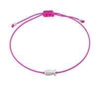 Selfmade Jewelry Armband Damen Silber Fisch Größenverstellbares Makramee-Armkettchen mit Fischchen Handmade Inkl. Geschenk-Verpackung (Silber - Pink)
