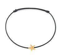 Selfmade Jewelry Fußkettchen Damen Seestern Gold Größenverstellbare Fußkette Handmade in Germany Inkl. Geschenk-Verpackung (Gold - Schwarz)