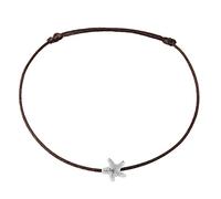 Selfmade Jewelry Fußkettchen Damen Seestern Silber Größenverstellbare Fußkette Handmade in Germany Inkl. Geschenk-Verpackung (Silber - Braun)