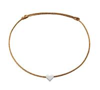 Selfmade Jewelry Fußkettchen Damen Silber Herz Handgemachtes Fußband mit Herzchen Größenverstellbar Inkl. Geschenk-Verpackung (Silber - Bronzebraun)