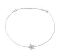 Selfmade Jewelry Fußkettchen Seestern Silber Größenverstellbare Fußkette Handmade in Germany Inkl. Geschenk-Verpackung (Silber - Flieder)