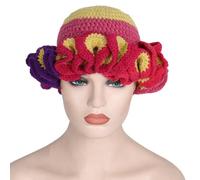 SELiLe Gehäkelte Fischermütze Mit Gerüschter Krempe Winter Skifahren Randlos Für Erwachsene Und Teenager Winddichte Eimerhüte Für Frauen Wintermütze Für Große Köpfe Hüte Für Frauen