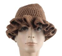 SELiLe Gehäkelte Fischermütze Mit Gerüschter Krempe Winter Skifahren Randlos Für Erwachsene Und Teenager Winddichte Eimerhüte Für Frauen Wintermütze Für Große Köpfe Hüte Für Frauen