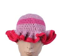 SELiLe Gehäkelte Fischermütze Mit Gerüschter Krempe Winter Skifahren Randlos Für Erwachsene Und Teenager Winddichte Eimerhüte Für Frauen Wintermütze Für Große Köpfe Hüte Für Frauen