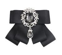 SELiLe Seidenband Bowknot Brosche Kristall Strasssteine Fliege Für Herren Und Damen Hochzeitshemd Jabot Kragen Vorgebundene Krawattenklammer