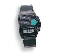 SELVA Sprechende Armbanduhr mit Weckfunktion, Repetition und Stundensignal, Quarzwerk, aus Kunststoff (Schwarz)