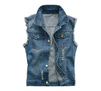 semen Herren Ärmellose Zerrissene Jeans Weste Fit Beiläufige Cowboy Denim Jacke Weste Slim Fit Beiläufige Weste Jeansweste