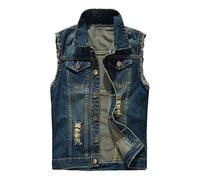 semen Herren Ärmellose Zerrissene Jeans Weste Fit Beiläufige Cowboy Denim Jacke Weste Slim Fit Beiläufige Weste Jeansweste 53 Jeans EU 2XL = Etikett 5XL