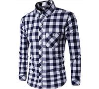 semen Herren Kariert Hemd Langarm Karo-Hemd Bügelleicht Freizeithemd Slim Fit Kentkragen Businesshemd aus Baumwolle