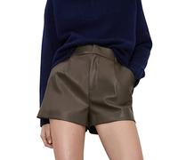 semen PU Leder Shorts Kurze Hose elegant Hohe Taille Kunstlederhose Casual Lederhose mit Elastischer Bund