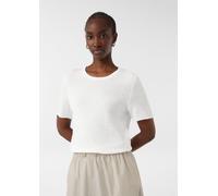 Semi-transparenter Strickpullover aus Viskosemix weiß 42