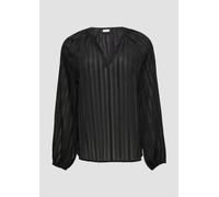 Semitransparente Chiffon-Bluse mit Streifen und Glitzergarn 38 schwarz 2154202.9999.38