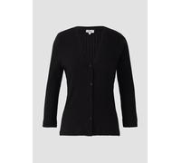 Semitransparente Strickjacke aus Ajour-Rippe 48 schwarz 2166299.9999.48