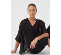 Semitransparente Tunikabluse aus Viskosemix schwarz M
