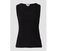 Semitransparentes Slim-Fit-Top aus Ajour-Rippe 32 schwarz 2166296.9999.32
