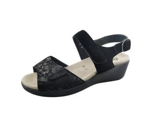 Semler Ramona R9045-868-001 schwarz Flower Print Samt Chevro für Damen, schwarz, Größe 39 EU / 6 UK