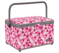 SEMPLIX Nähkorb Diamond Nähkästchen mit Magnetverschluss, Tragegriff (30,5x22,5x19cm) (Beere/Rosa)