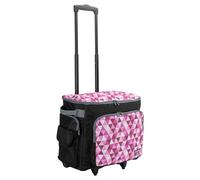 SEMPLIX Nähmaschinentrolley 50x43x32cm für alle gängigen Haushaltsnähmaschinen, Nähmaschinenkoffer für komfortablen Transport und sichere Aufbewahrung (Beere/Rosa)