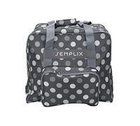 SEMPLIX Overlocktasche/Coverlocktasche Polka Dots, Groß, Stabil, für Transport/Aufbewahrung Aller gängiger Maschinen Anthrazit/Grau 44x38x33cm