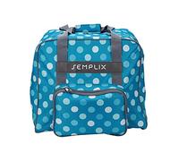 SEMPLIX Overlocktasche/Coverlocktasche Polka Dots, Groß, Stabil, für Transport/Aufbewahrung aller gängiger Maschinen, Petrol/Türkis 44x38x33cm