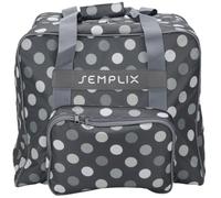 SEMPLIX Overlocktasche, Polka Dots, 44 x 38 x 33 cm, Anthrazit/Grau | Stabile Coverlocktasche mit 2-Wege-Reißverschluss, Zubehörfach und gefüttertem Stoff für Transport/Aufbewahrung