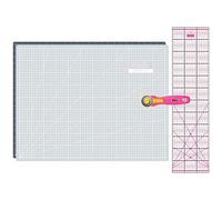 SEMPLIX Schneidematten-Set A2 mit Rollschneider & Patchwork-Lineal (grau/pink)