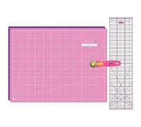SEMPLIX Schneidematten-Set A2 mit Rollschneider & Patchwork-Lineal (pink/lila)