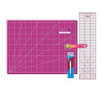 Semplix Schneidematten Set A2 Rollschneider Lineal Prym | A2 Schneidematte 60x45 cm selbstheilend mit Rollschneider Ø45 mm, Lineal 60x15 cm & Prym Aqua-Trickmarker.