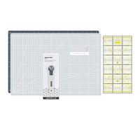 SEMPLIX Schneidematten Set (A3) Ideal für Näh-, Bastel- und Patchworkarbeiten, Schneideunterlage 45 x 30 cm, Rollschneider Mini 28 cm, Patchwork-Lineal 30 x 15 cm (grau/gelb)