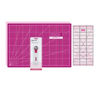 Semplix Schneidematten-Set A3 pink/beere/ Lineal/ Rollschneider 28 mm